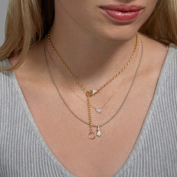 Silver Lab-Created Pear Diamond Bonbon Charm