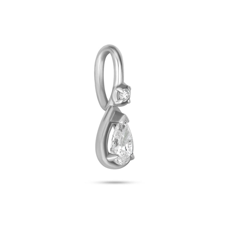 Silver Lab-Created Pear Diamond Bonbon Charm