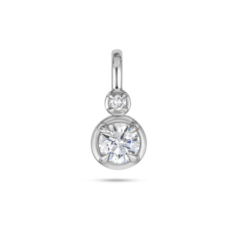 Silver Lab-Created Round Diamond Bonbon Charm