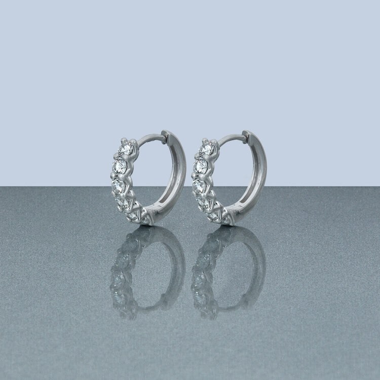 Stone and Strand Sterling Silver Fairy Lights Lab-Created Diamond Huggies Editorial Image