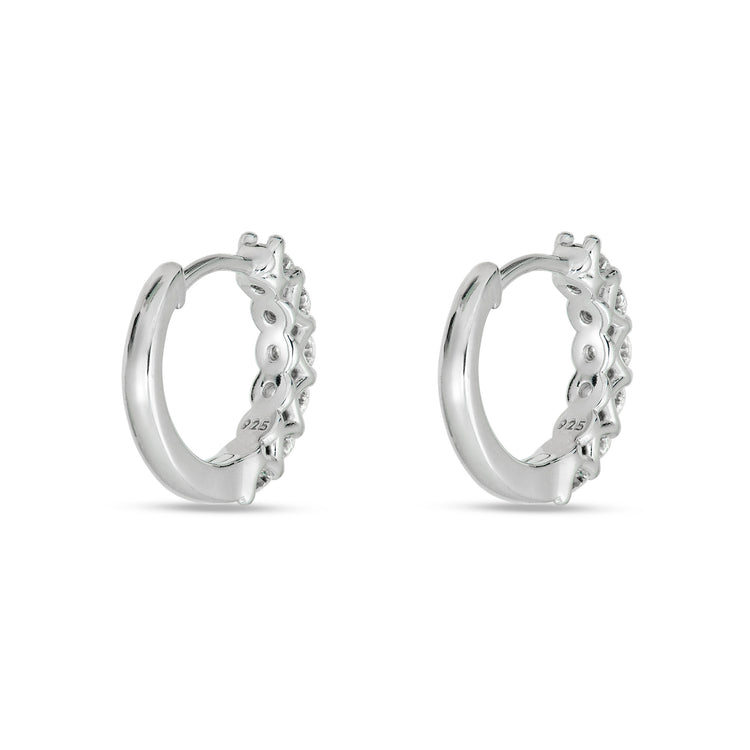 Stone and Strand Sterling Silver Fairy Lights Lab-Created Diamond Huggies Rear Image