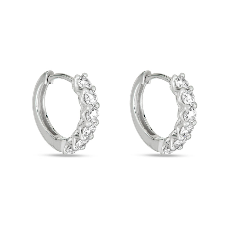 Orecchini Huggie Hoop Con Diamanti Rotondi Coltivati in Laboratorio Da 6 Ct, Platino, E, VS1 - Foto 6