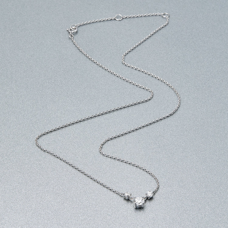 Stone and Strand Sterling Silver Fairy Lights Lab-Created Trio Diamond Necklace Editorial Image