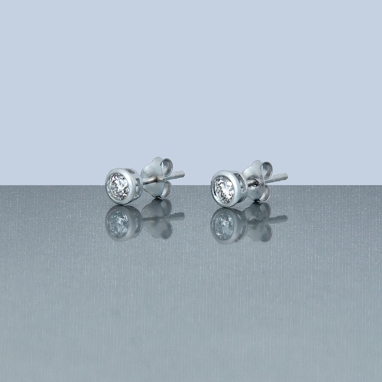 Stone and Strand Sterling Silver Lab-Created Diamond Bubble Studs Editorial Image