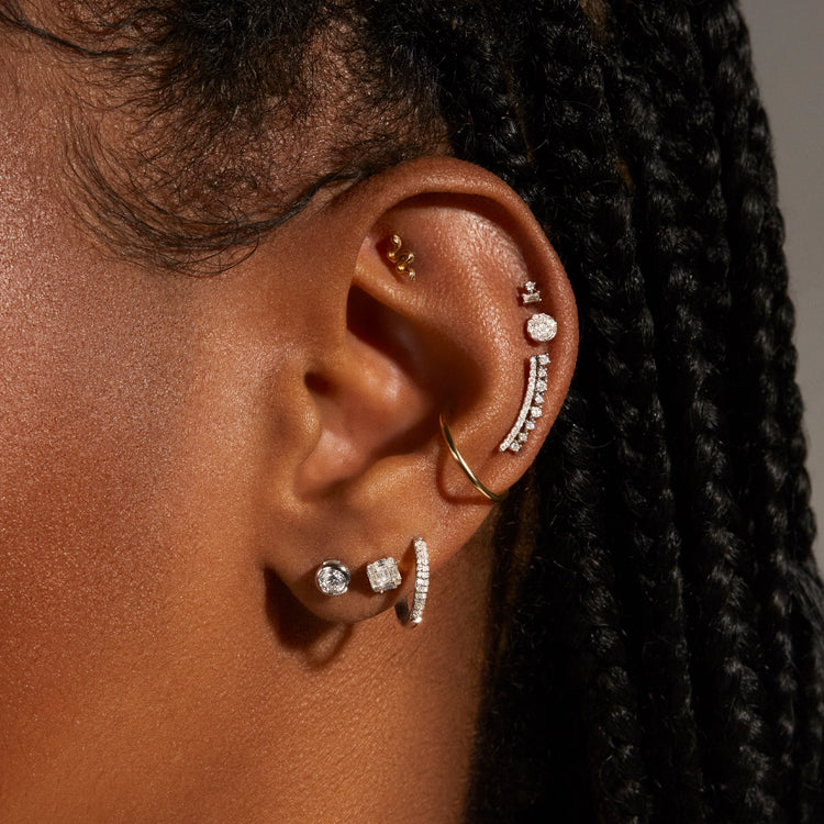 Image of Sterling Silver Lab-Created Diamond Bubble Studs with Stone and Strand Earrings