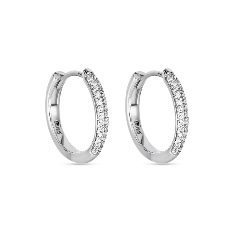 New 100% Authentic 925 Sterling Silver Pave Sparkle & Hearts Hoop Earrings  | eBay