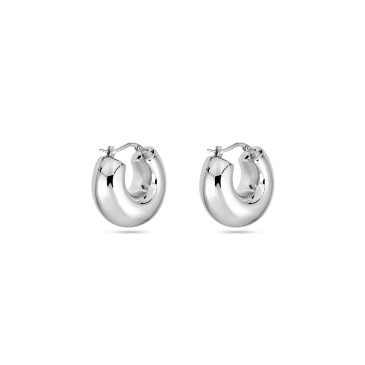 Stone and Strand Sterling Silver Silver Puff Hoops Rear Image