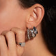 Image of Sterling Silver Silver Puff Hoops with Stone and Strand Earrings