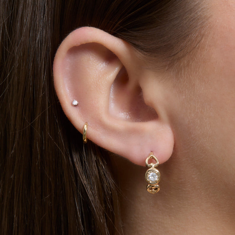 Image of 14K Yellow Gold Silvia Earrings on Models Ear