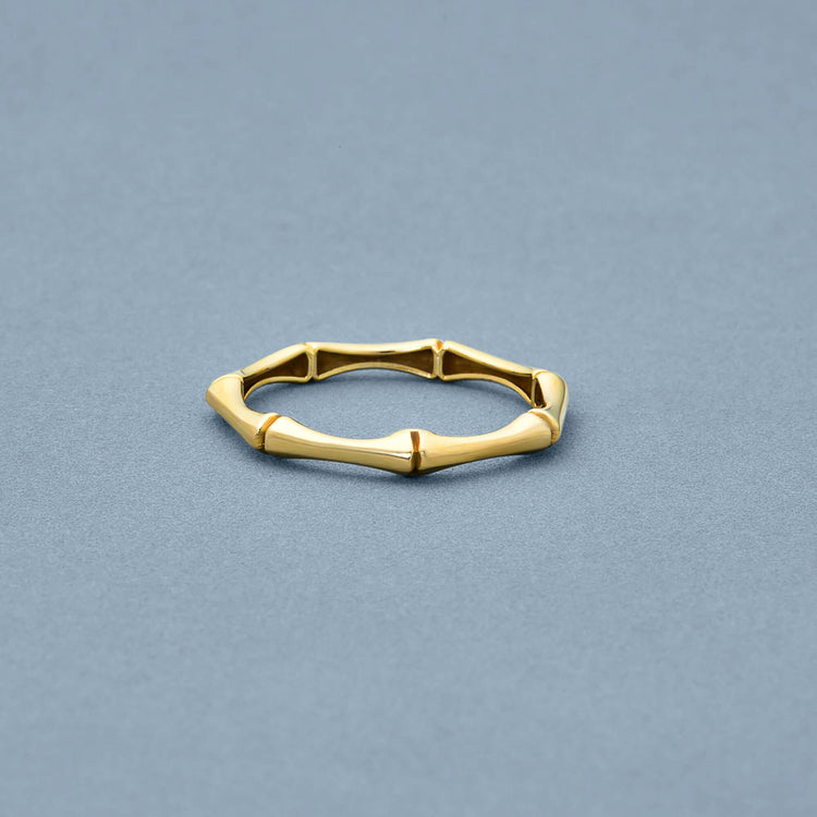 Stone and Strand 14K Yellow Gold Slim Gold Bamboo Ring Editorial Image