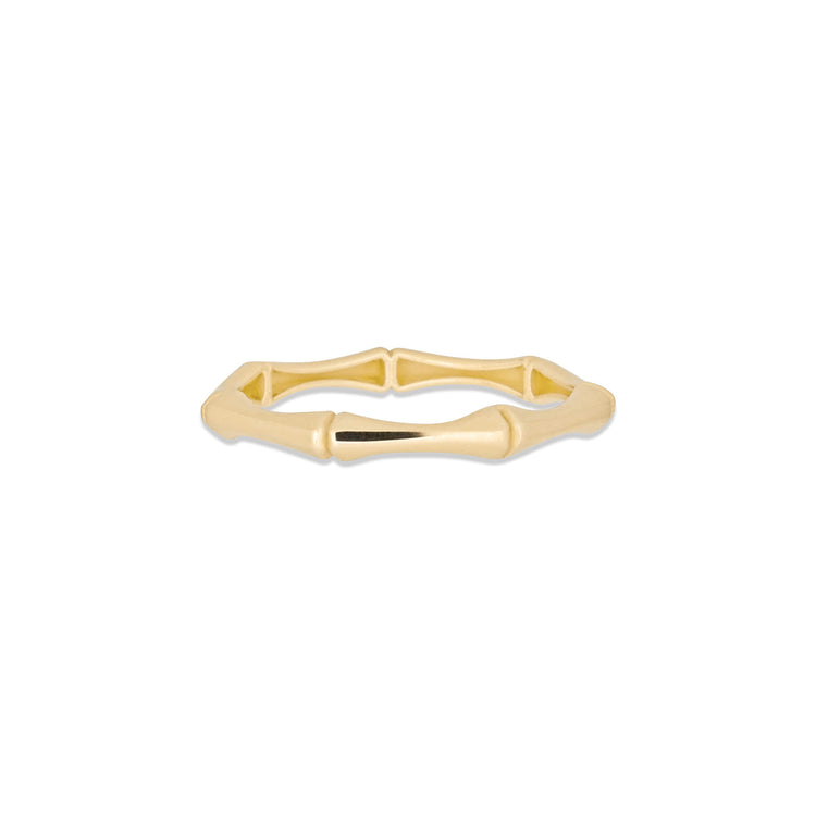 Stone and Strand 14K Yellow Gold Slim Gold Bamboo Ring Front Image