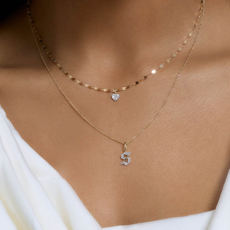 Image of 10K Yellow Gold Small Heart Of The Matter Choker Necklace with Stone and Strand Necklaces