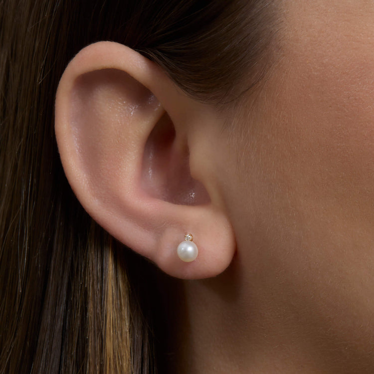 Small Pearl & Diamond Earrings – STONE AND STRAND