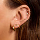 Image of 10K Yellow Gold Small Second Hole Huggies with Stone and Strand Earrings