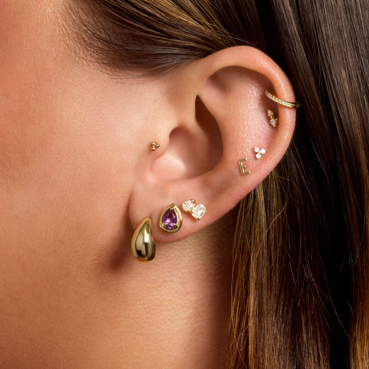 Image of 14K Yellow Gold Small Teardrop Earrings with Stone and Strand Earrings