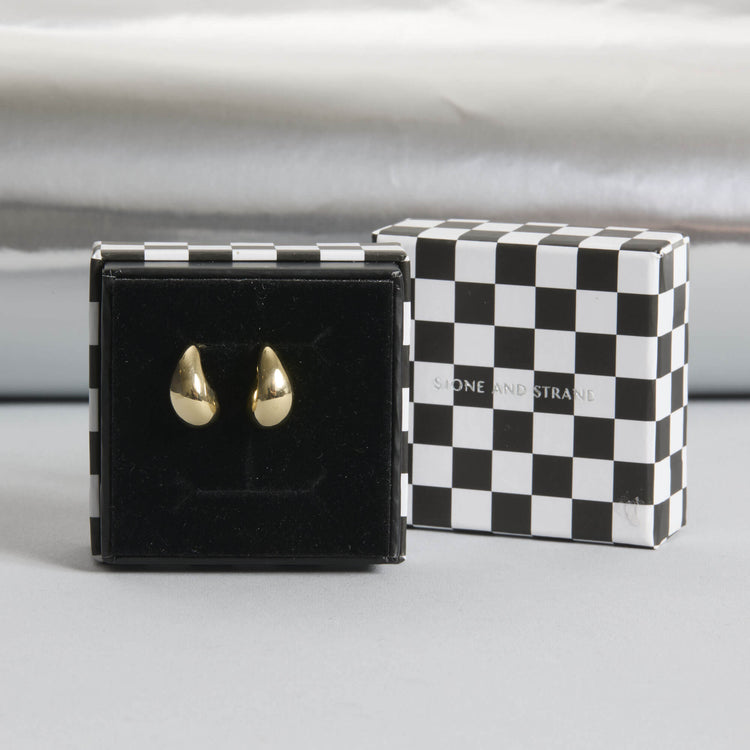 Still life image of Small Teardrop Earrings with Stone and Strand gift box