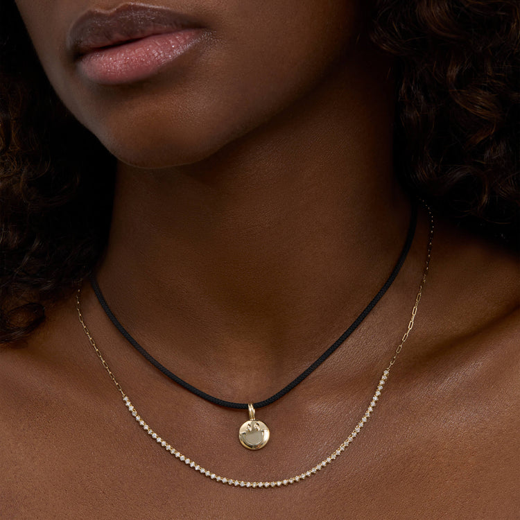 Image of 14K Yellow Gold Smiley Xl Choker with Stone and Strand Necklaces