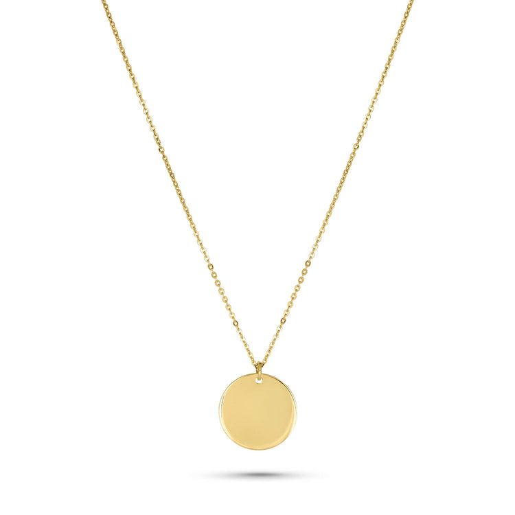 Stone and Strand 14K Yellow Solid Gold Classic Engraveable Disc Pendant Front Image