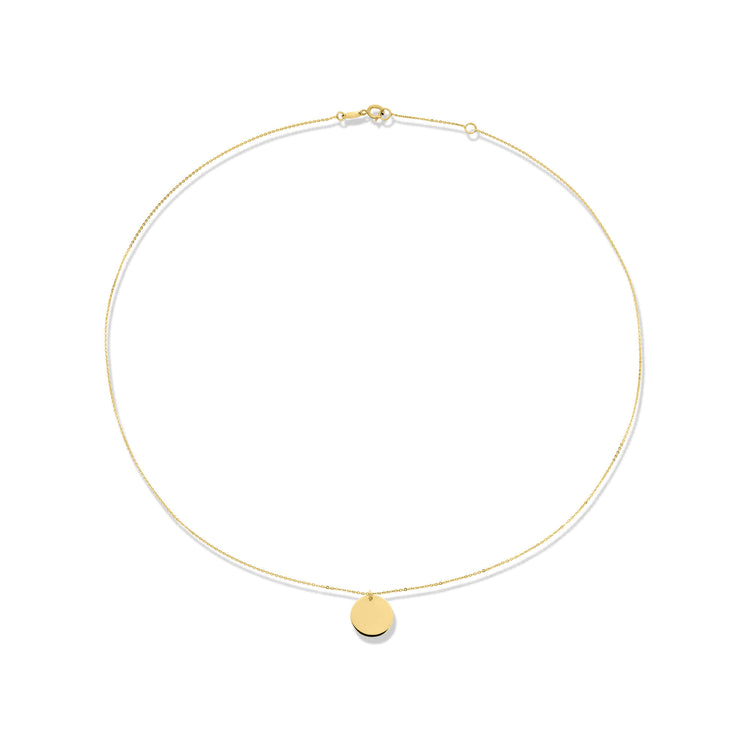 Stone and Strand 14K Yellow Solid Gold Classic Engraveable Disc Pendant Front Image