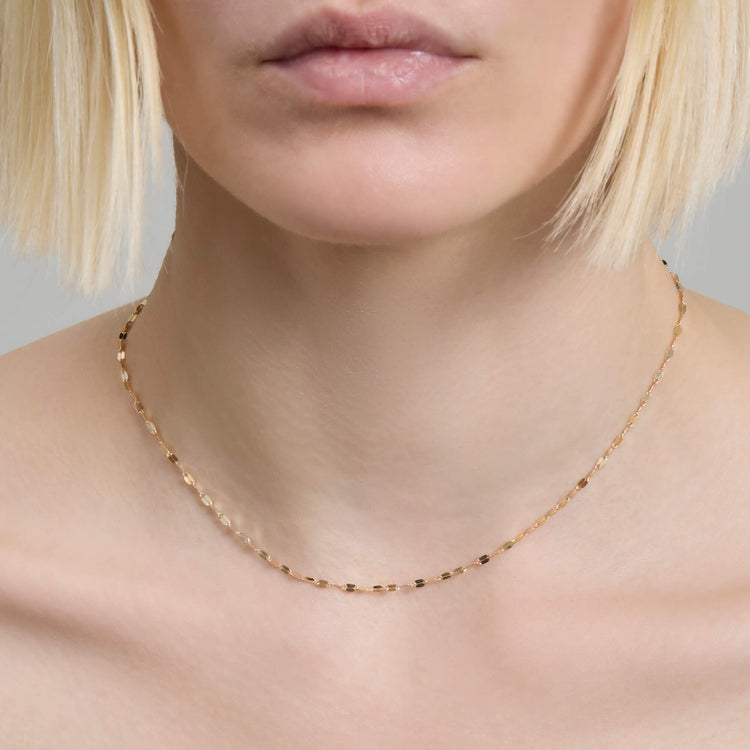 Image of 10K Yellow Gold Sparkle Chain Choker on Models Neck