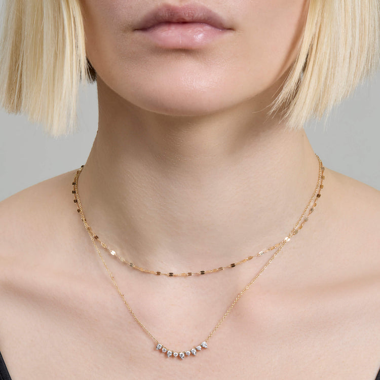 Image of 10K Yellow Gold Sparkle Chain Choker with Stone and Strand Necklaces