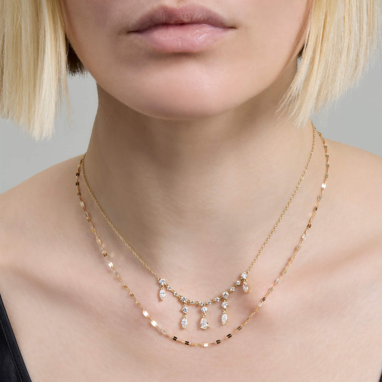Image of 10K Yellow Gold Sparkle Chain Necklace with Stone and Strand Necklaces