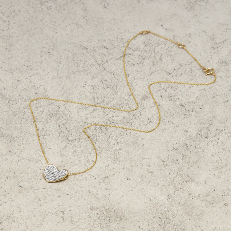 Stone and Strand 10K Yellow Gold Sparkle Heart Diamond Necklace Editorial Image
