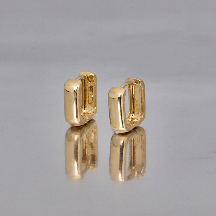 Stone and Strand 10K Yellow Gold Square Second Hole Huggies Editorial Image