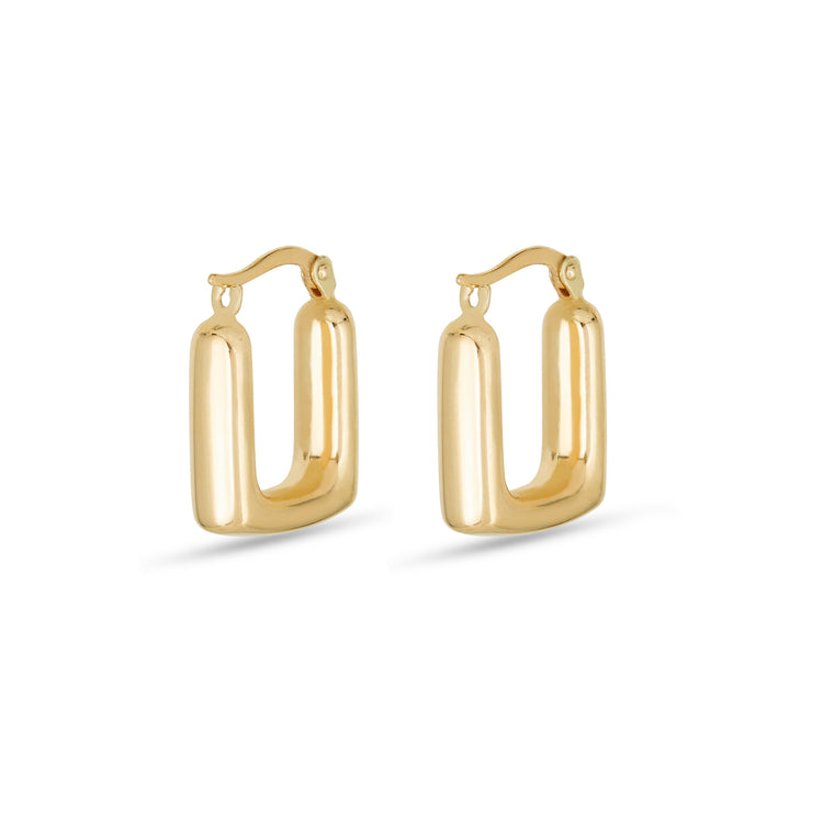 Stone and Strand 14K Yellow Gold Squared Off Hoops Rear Image