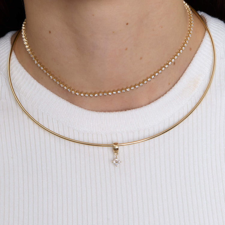 Image of 14K Yellow Gold Star To Celebrate Collar Charm with Stone and Strand Necklaces