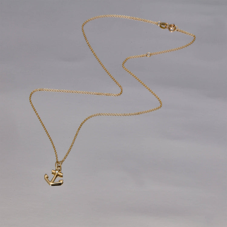 Stone and Strand 10K Yellow Gold Stay Grounded Anchor Necklace Editorial Image