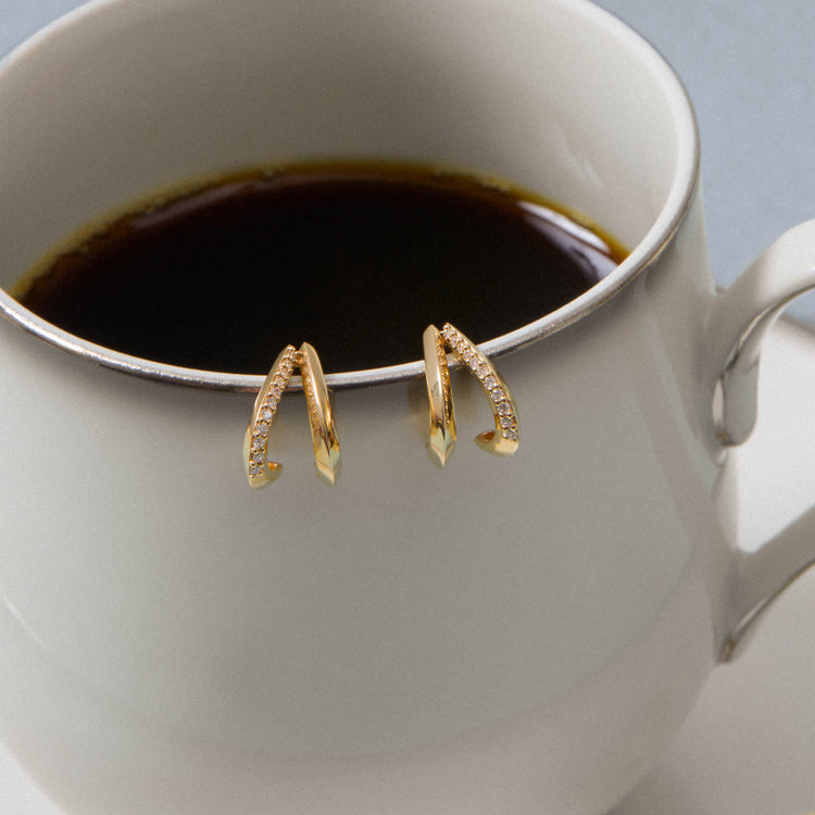 Still life image of Blair Diamond Pave Cuff Earrings with Stone and Strand solid gold jewelry