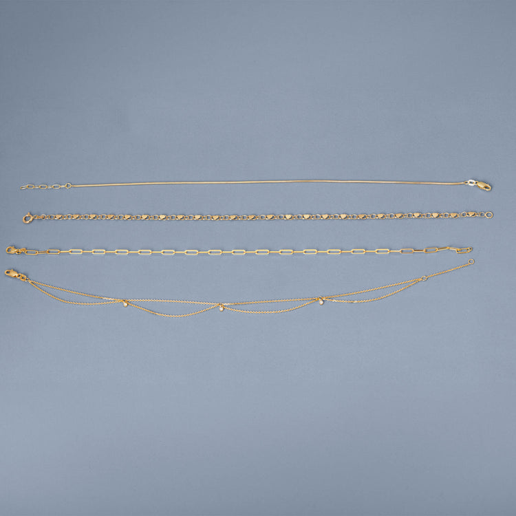 Still life image of Bright Lights Anklet with Stone and Strand solid gold jewelry