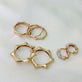 Still life image of Gold Bamboo Huggies with Stone and Strand solid gold jewelry