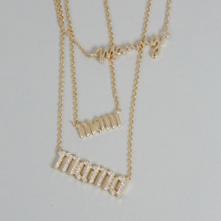 Still life image of Gold Gothic Mom Choker Necklace with Stone and Strand solid gold jewelry