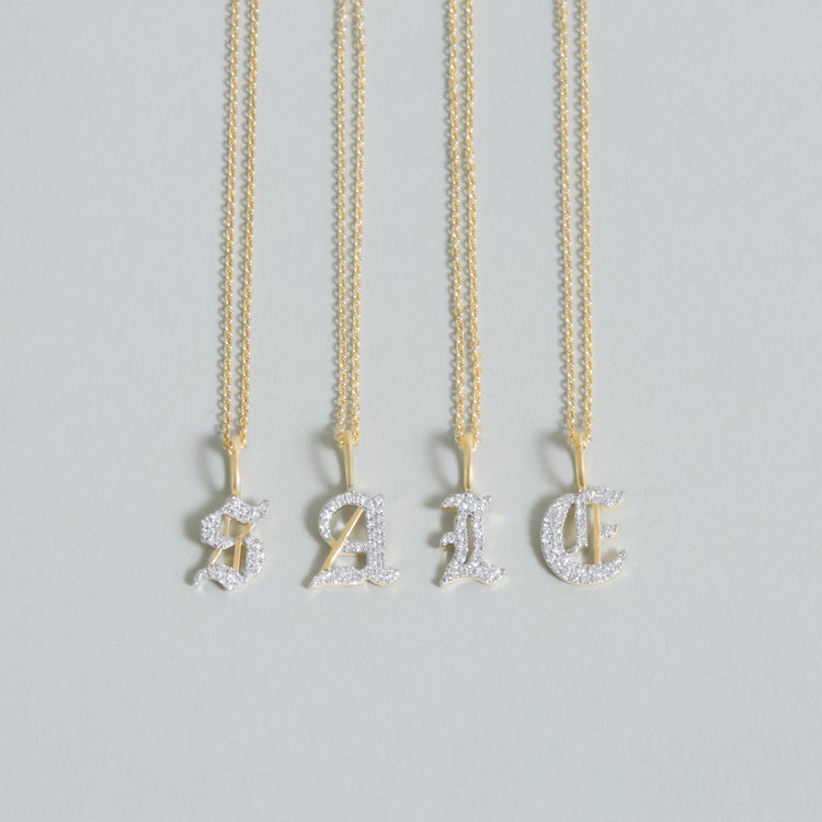 Still life image of Gothic Pave Initial Necklace