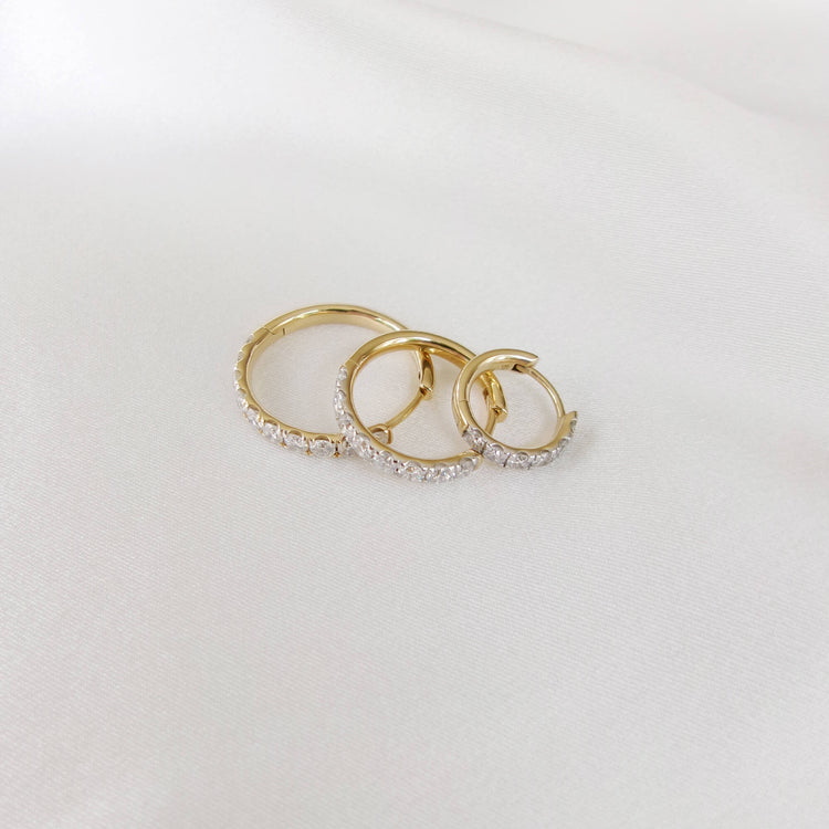 Stone and Strand 14K Yellow Gold LAB-Created Bold Hoop Trio Editorial Image