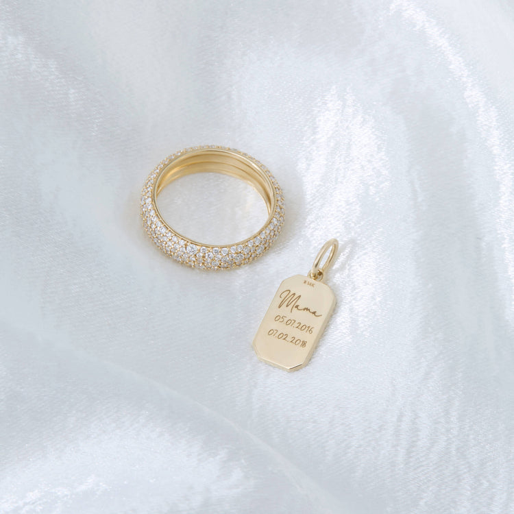 Still life image of LAB-Created Hold Me Diamond Tag Charm with Stone and Strand solid gold jewelry
