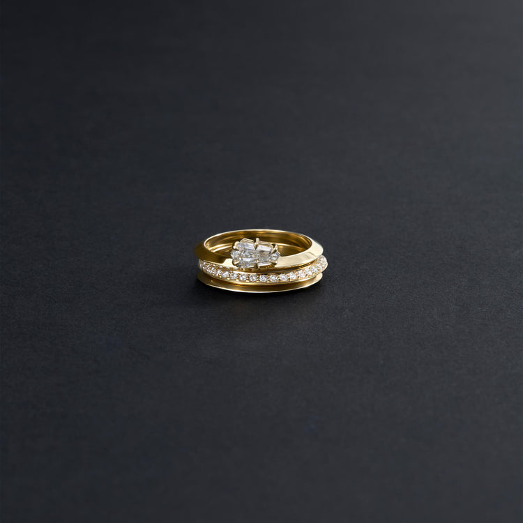 Still life image of LAB-Created Shield Diamond Ring Stack