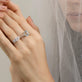 Model wearing Le Bleu Aquamarine Diana Ring with solid gold Stone and Strand jewelry