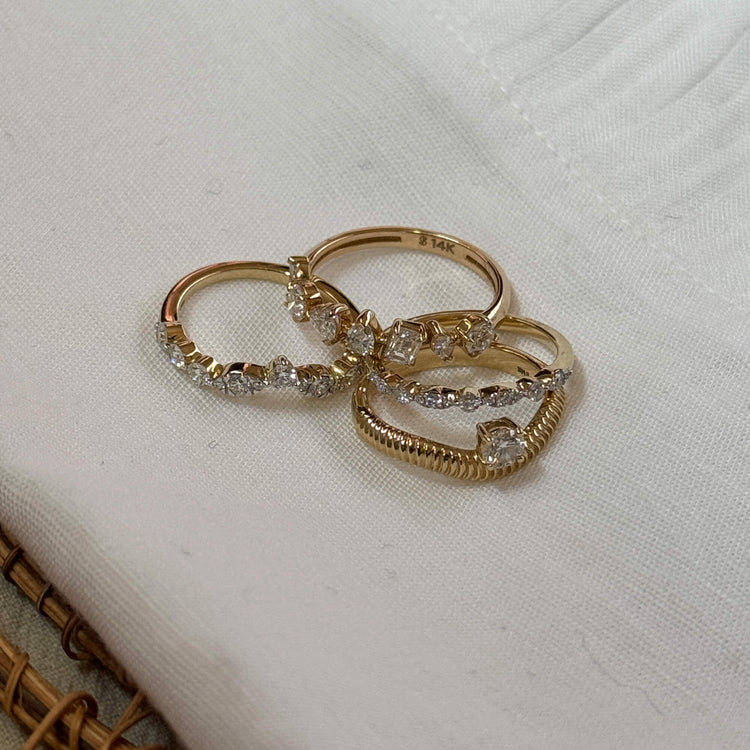 Still life image of Carnival LAB-Created Diamond Band with Stone and Strand solid gold jewelry