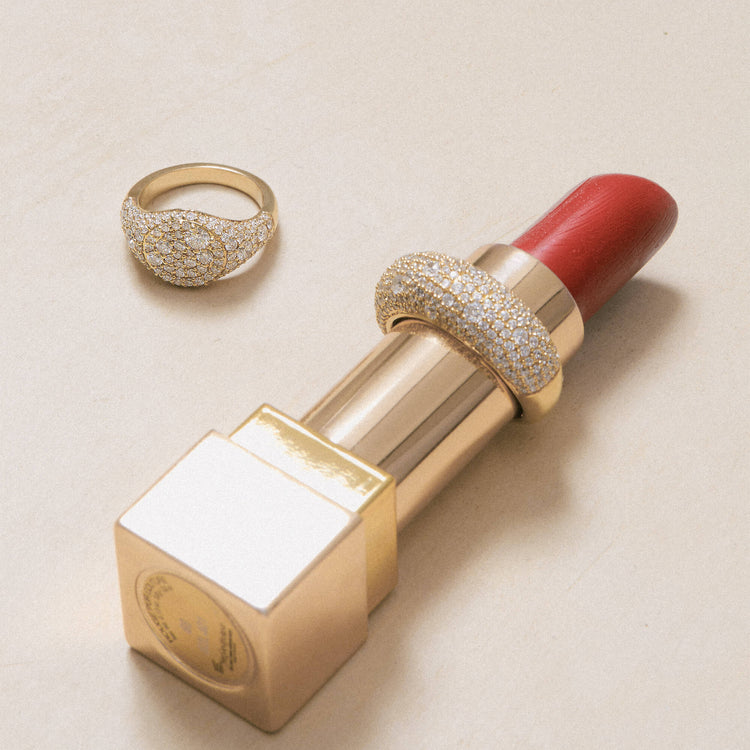 Still life image of The Gold Balthazar Diamond Ring with Stone and Strand solid gold jewelry