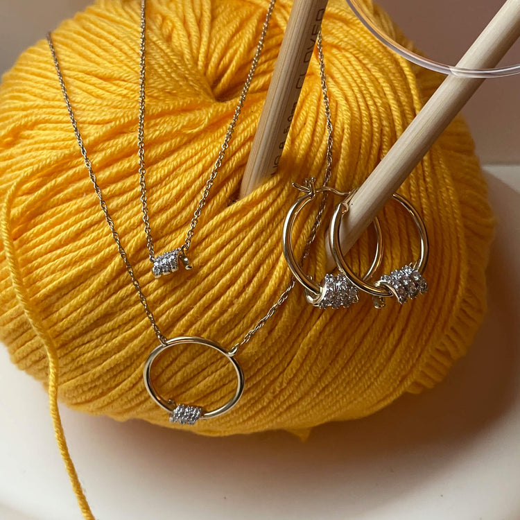 Still life image of Twinkling Twine Pavé Necklace with Stone and Strand solid gold jewelry