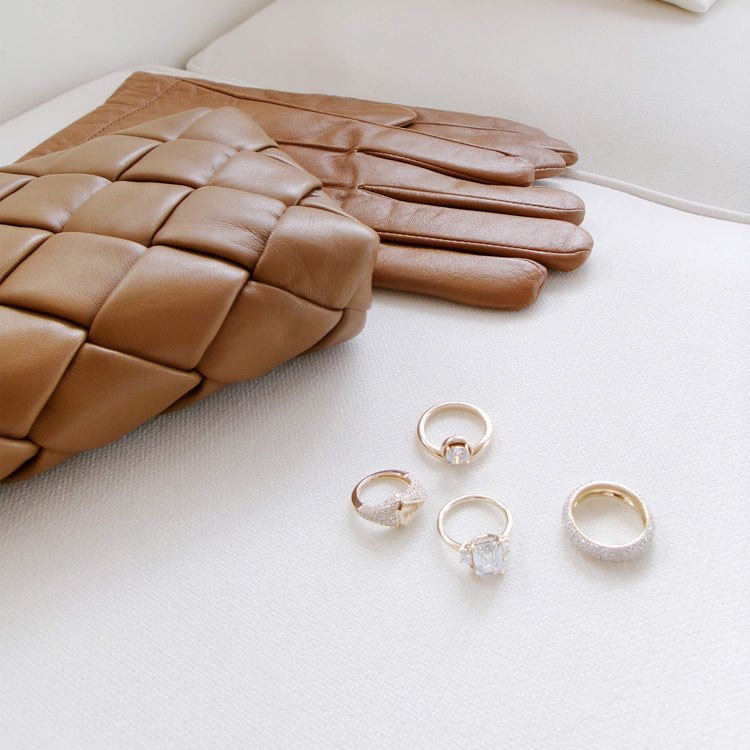 Still life image of Engraveable Pave Shield Signet Ring with Stone and Strand solid gold jewelry