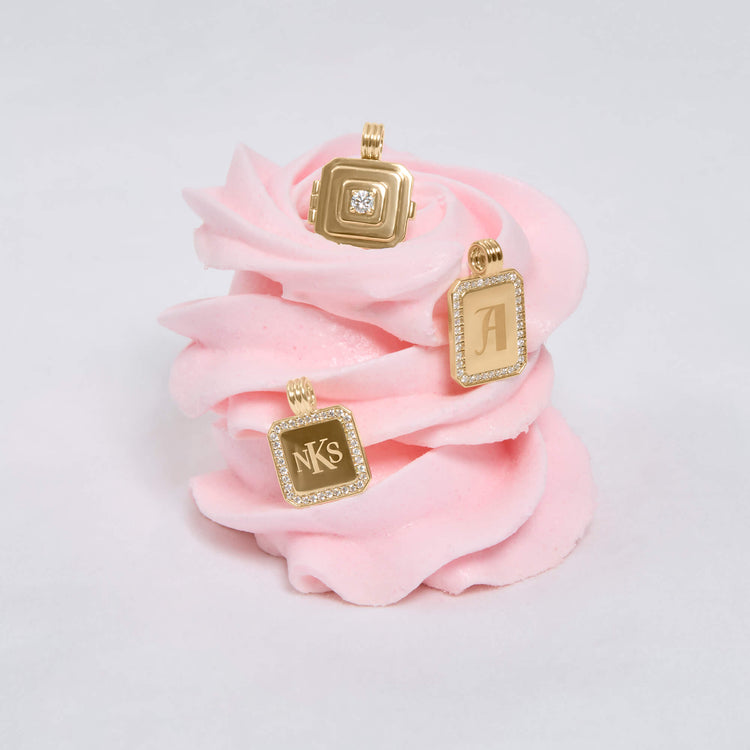 Still life image of Beekman Birthstone Locket Necklace with Stone and Strand solid gold jewelry