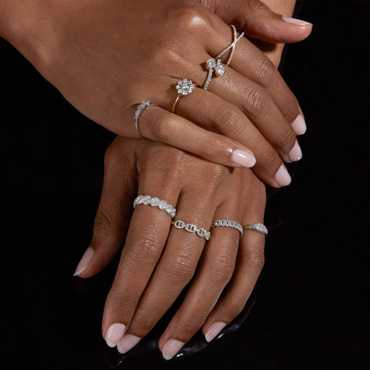 Image of 10K Yellow Gold Medium Diamond Maritime Ring with Stone and Strand Rings