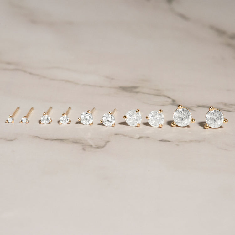 Still life image of Small Diamond Stud with Stone and Strand solid gold jewelry