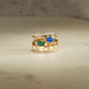 Still life image of White Diamond Pave Eternity Band with Stone and Strand solid gold jewelry