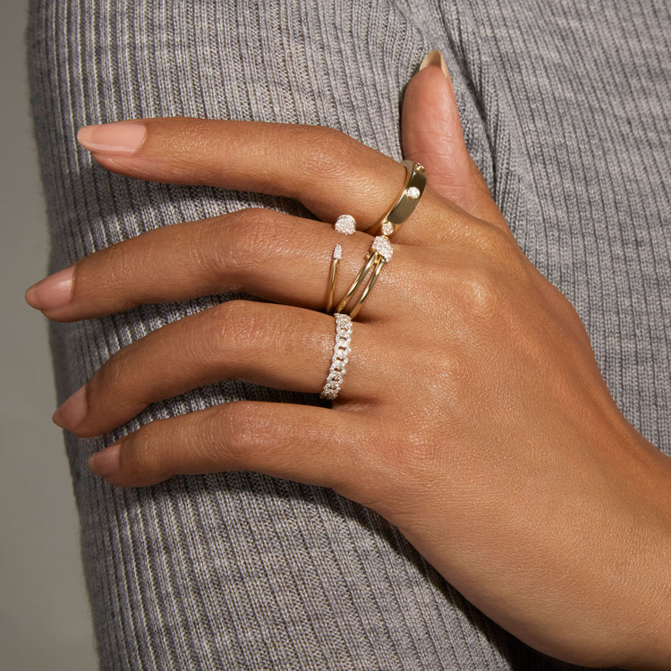 Image of 14K Yellow Gold Together Forever Diamond Trio Band with Stone and Strand Rings