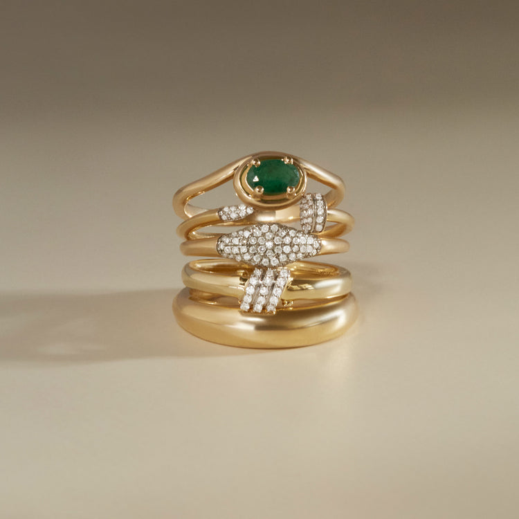 Still life image of Fine Nailed It Pave Diamond Ring with Stone and Strand solid gold jewelry